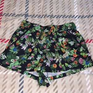 Adidas neo black and green floral shorts